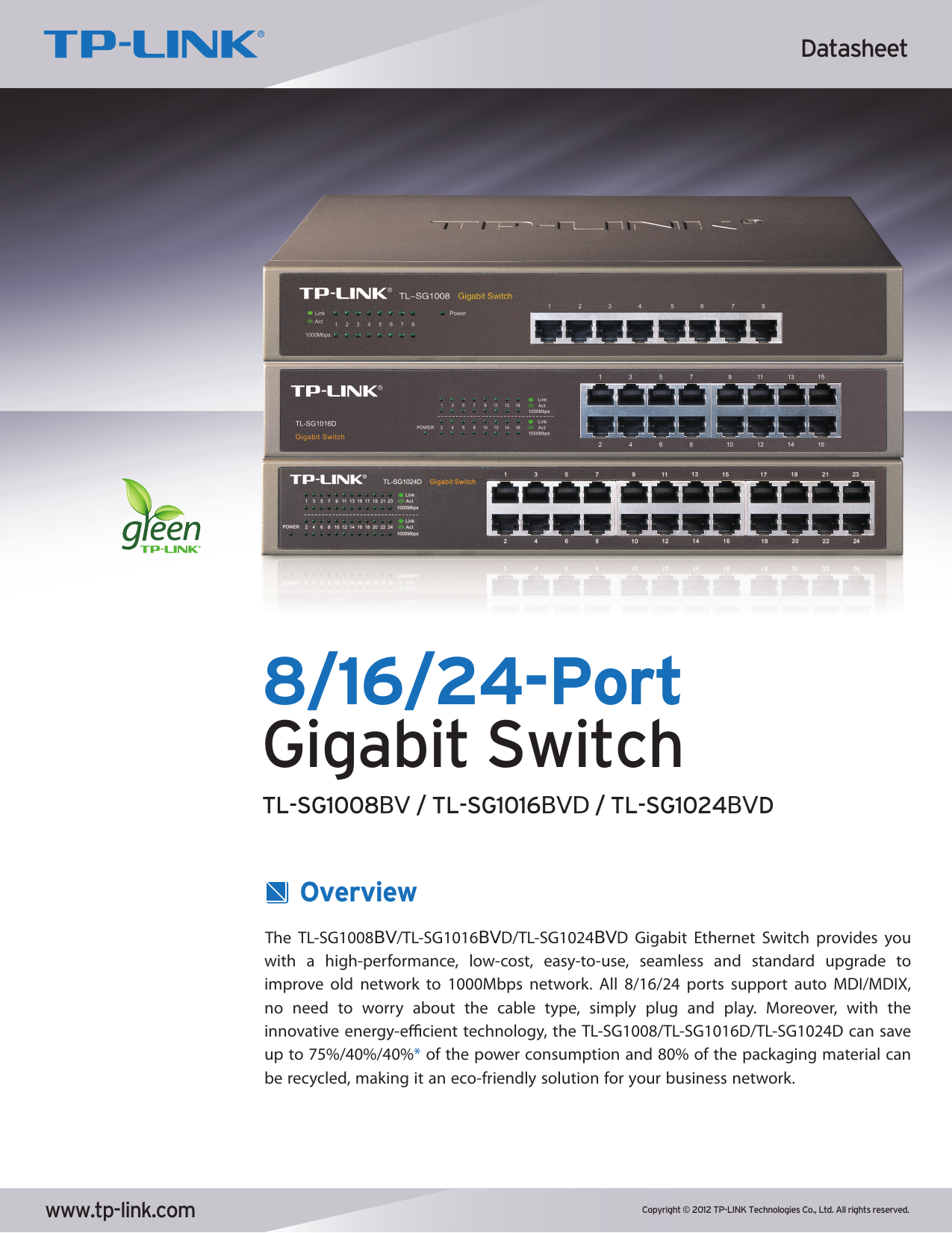 Switch gigabit TP-Link TL-SG1016BVD tổng quan sản phẩm